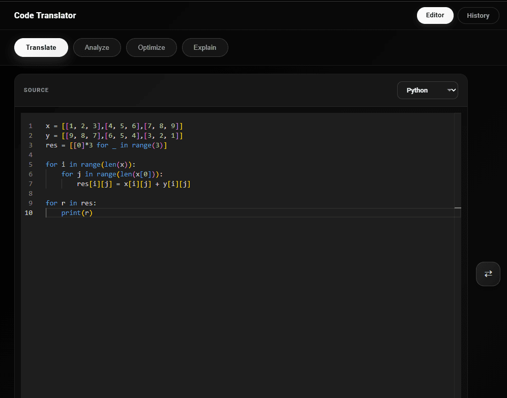 AI-Powered Smart Code Translator